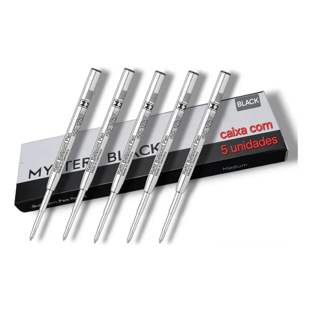 Cartucho Carga Refil Balpen Para Mont Blanc Preta M (5 Und)