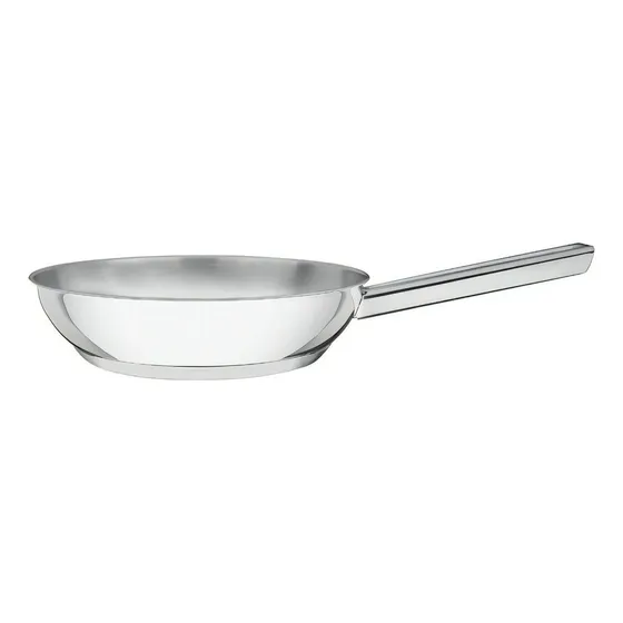 Sartén Tramontina Brava de acero inoxidable con triple fondo, 24 cm, color plateado
