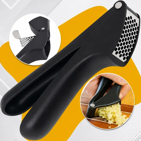 Espremedor De Alho Preto Aço Inox Profissional Amassador