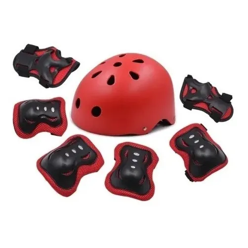 Set Protecciones Rodilleras Coderas Muñequeras Niño + Casco