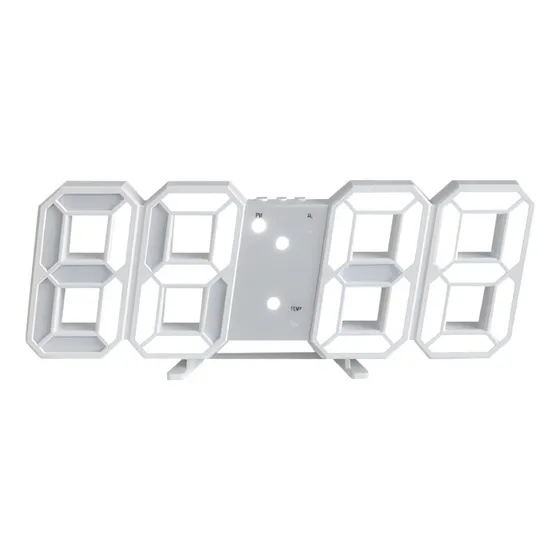 Reloj de pared LED 3D, reloj digital de diseño moderno, color blanco