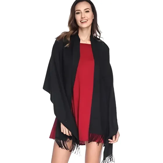 Pashminas Chal Bufanda Elegante Color Negro Mujer Hombre 