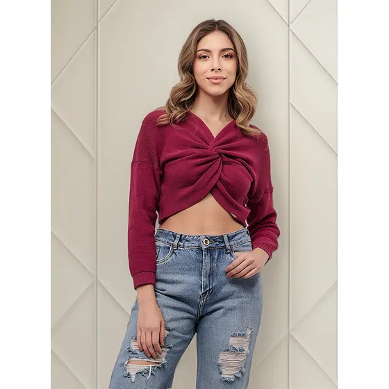 Buzo Para Mujer Tejido Entrelazado Unicolor Selena Derek