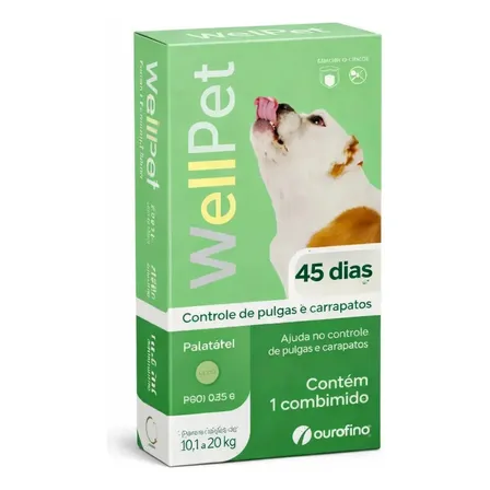 Antipulgas Carrapatos Wellpet Cão Ourofino 200mg 10,1 A 20kg