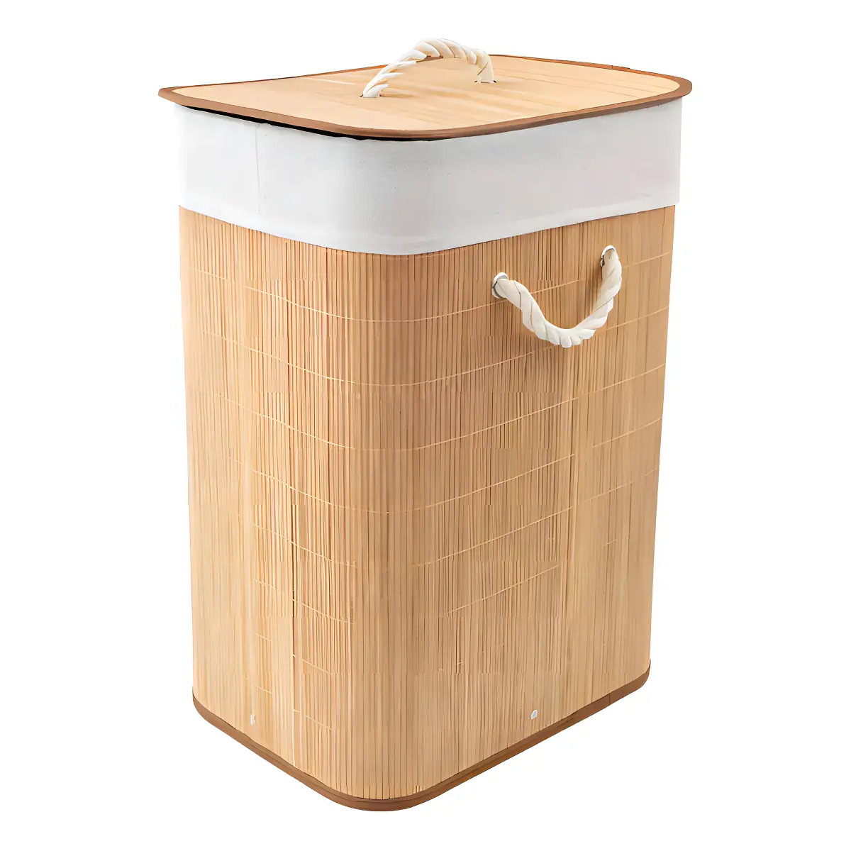 Cesto de Roupas Bambu 60L com Tampa