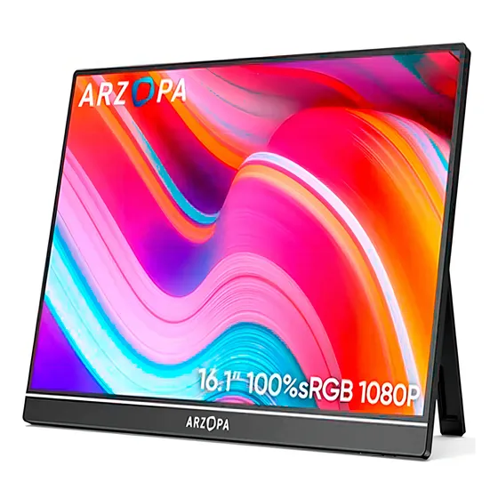 Monitor Portátil Ultra Slim Fino Ips Arzopa Z1C Gamer 16.1 Polegadas 1920x1080p Fhd Full Hd Lcd Hdr Áudio Estéreo Negro