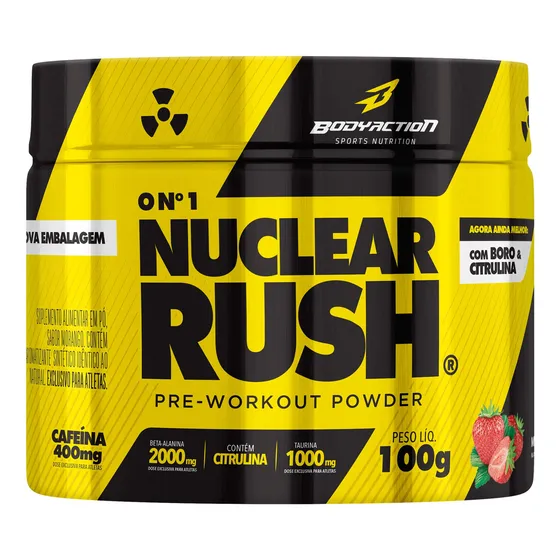 Nuclear Rush 2000mg Beta Alanina Bodyaction Sabor Morango