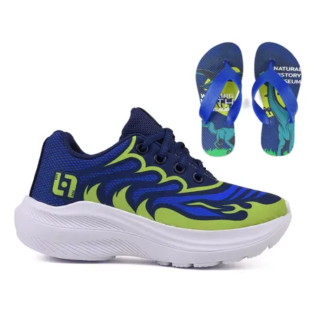 Kit Tenis Infantil Casual Meninos Meninas Escolar + Chinelo