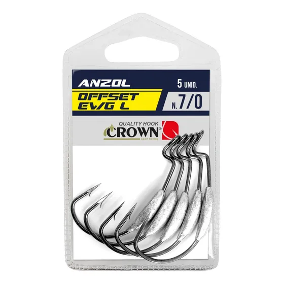 Anzol Offset Lastreado 7/0 Ewg Crown Peso 4,5g Com 5un