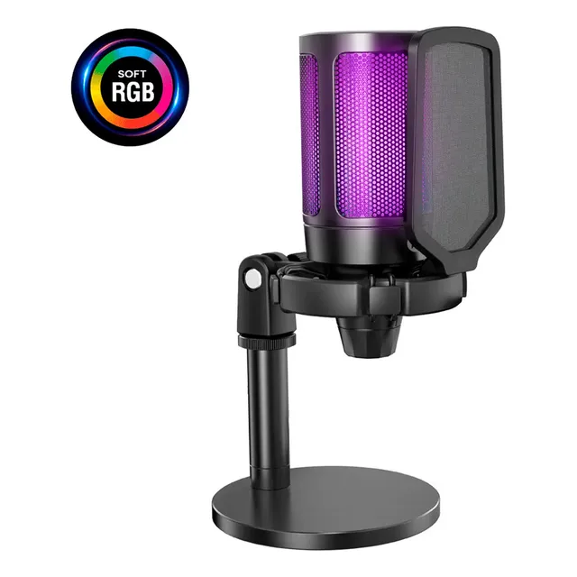 Micrófono De Escritorio Soft Rgb Auroracast Negro