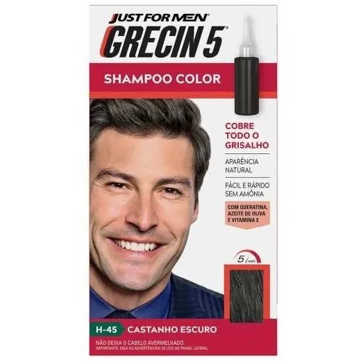 Shampoo Color Grecin 5 Tonalizante Masculino Castanho Escuro