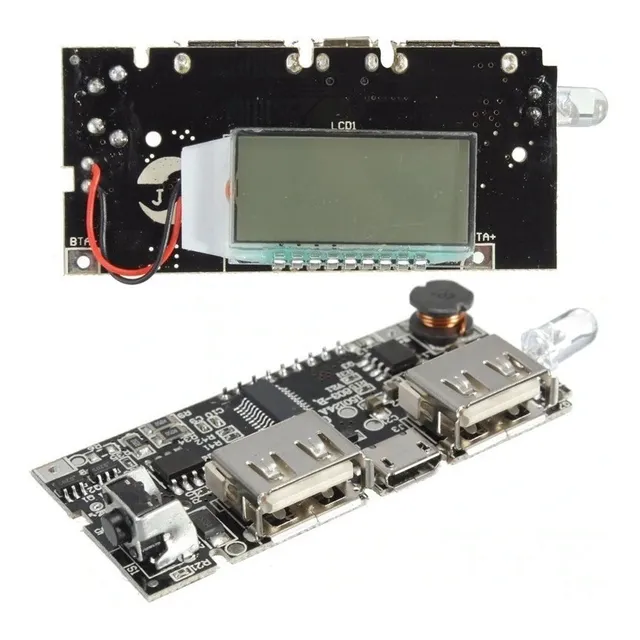 Modulo Power Bank Display Lcd Usb Dual 5v 1a 18650 Bms 1s