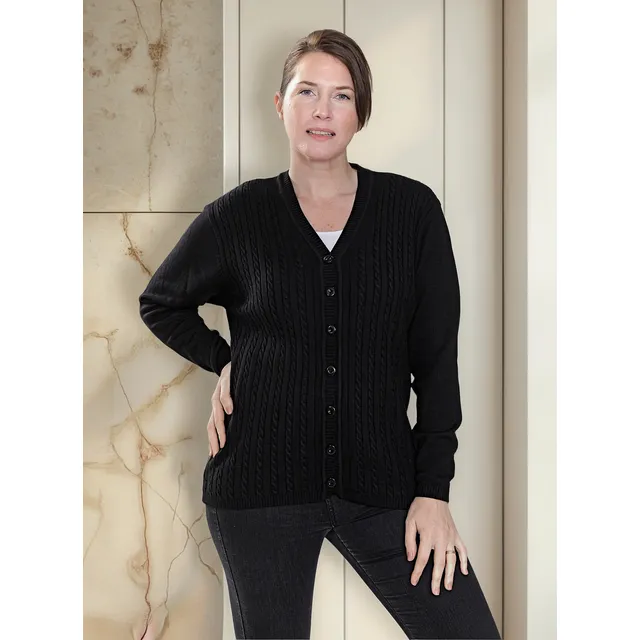 Cardigan Saco Tejido Con Botones Mujer Hilado Premium