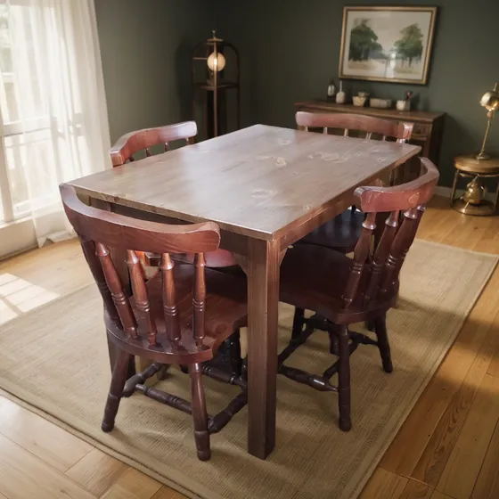 Juego De Comedor De 4 Sillas! En Madera Maciza! Mod Country