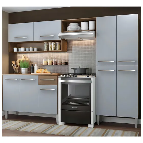 Mueble De Cocina Integral Madesa Emilly Pop 229cm Marrón Gris