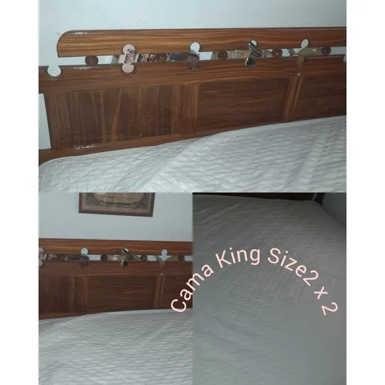 Cama King Size 2 X 2 Con Colchón, De Madera