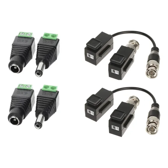  2 Kit Balunes De Video Cctv Hikvision + 4 Conectores Cctv
