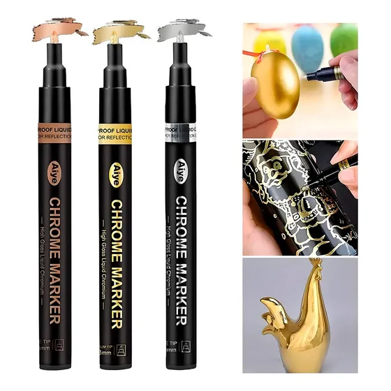 Caneta Marcador Liquid Chrome Paint Marker Cromo Líquido