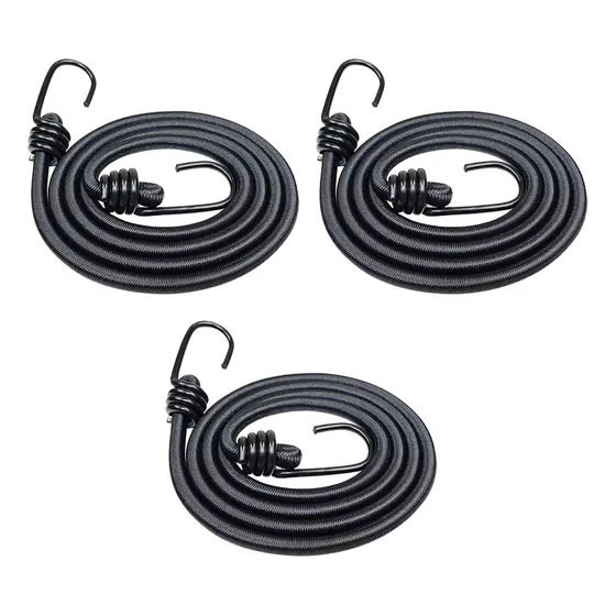 Cuerdas Elásticas Resistentes Paquete De 3 Con Ganchos Black