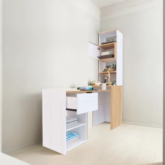 Biblioteca Extensible Maderkit Color Blanco Duna