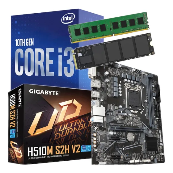 Combo Actualizacion Intel I3 10100 + Mother 8gb Nvme240 Color Gris Oscuro