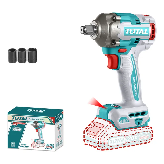 Pistola Llave De Impacto Inalambrica 1/2  400nm, Total