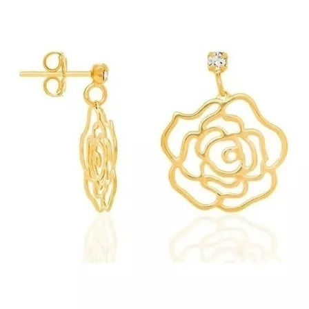 Brincos Flores Rommanel Com Cristal Folheados A Ouro 523542 Cor Dourado