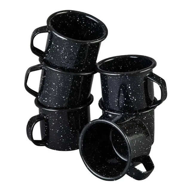 24 Tazas Mezcalera Peltre Negro Jaspeado 85 Ml Cinsa - 24 Pz