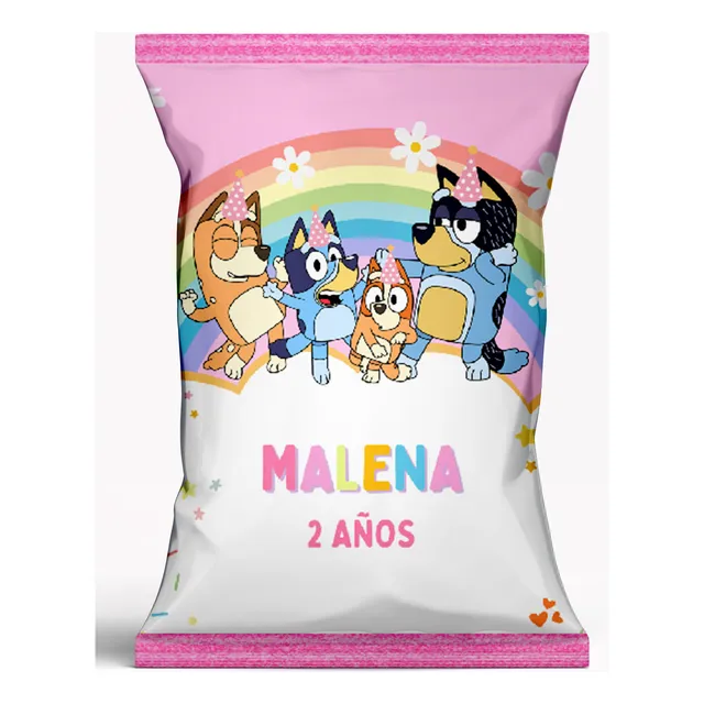 30 Bolsitas Golosineras Chipbag Personalizadas De Bluey