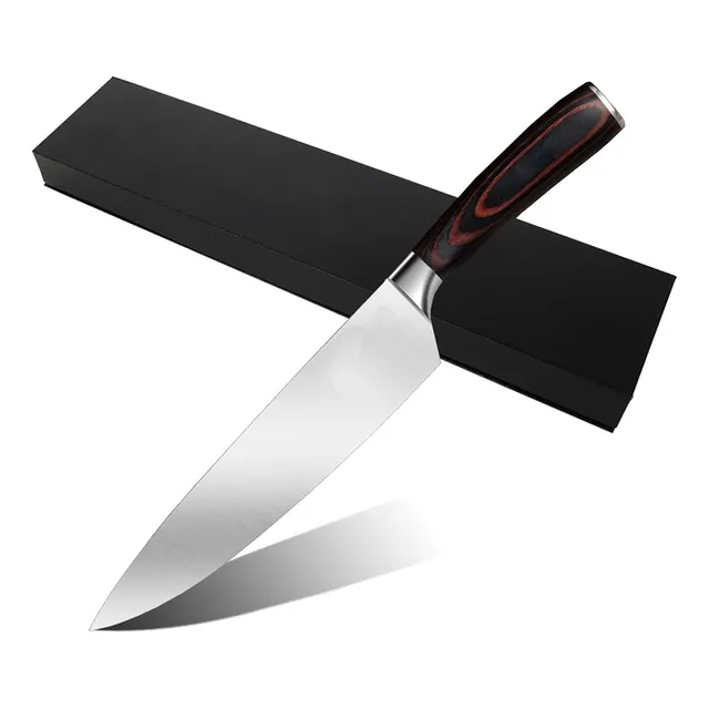 Cuchillo De Acero Inoxidable Chef 8 Pulgadas Madera Estuche