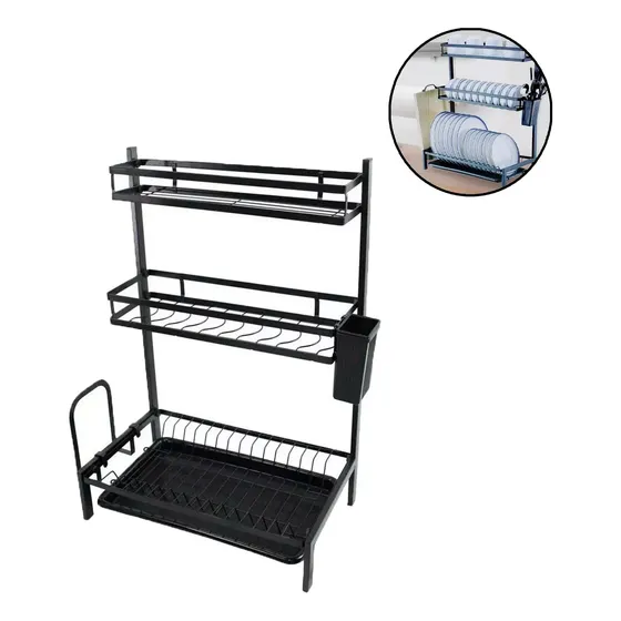 Escurridor Platos Rack Secaplatos 3 Pisos Organizador Cocina