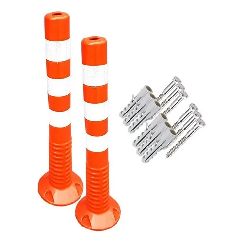Kit 2 Poste Balizador Flexível 77cm Sinalização + Parafusos