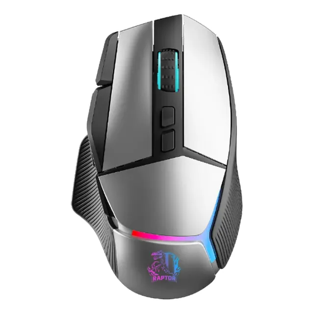 Mouse Gamer Raptor Storm Grip 9 Botones 8000dpi Plateado Led