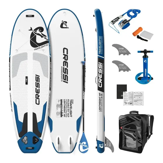 Tabla Cressi Paddle Board Inflable Mod Travelight Isup 9'2'' Color Blanco/azul