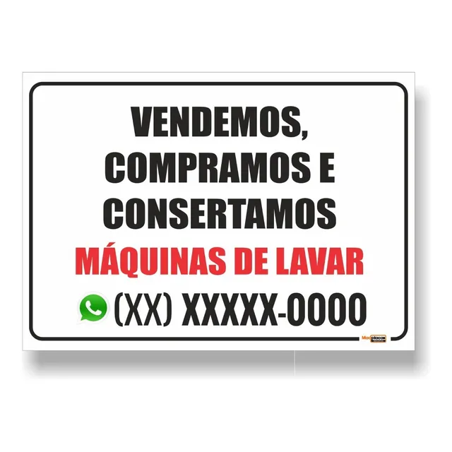Placa Vendemos Compramos Consertamos Maquinas De Lavar 40x30