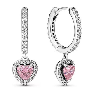 Pandora Aretes }de Aro Corazón Con Halo Resplandeciente Pandora Aretes }de Aro Corazón Con Halo Resplandeciente