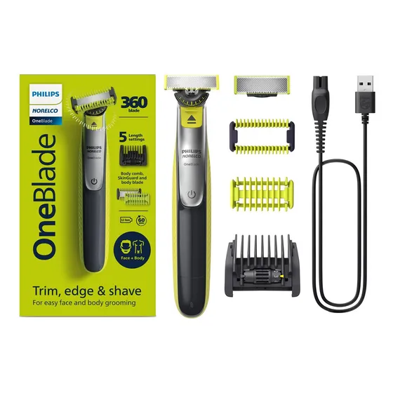 Máquina de barbear Philips Norelco Oneblade 360 para rosto e corpo