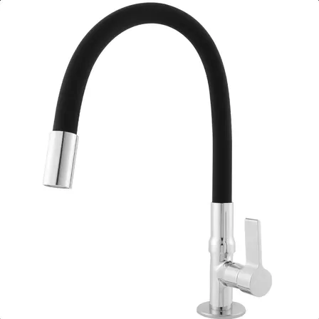 Torneira Cozinha Gourmet Flexível 1/4 Mesa Bancada Collor Preto Brilhante