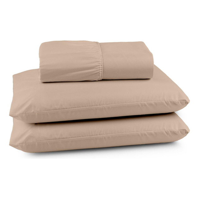 Lençol C/ Elástico 400 Fios Casal Padrão 3pçs Cáqui Lençol C/ Elástico 400 Fios Casal Padrão 3pçs Cáqui