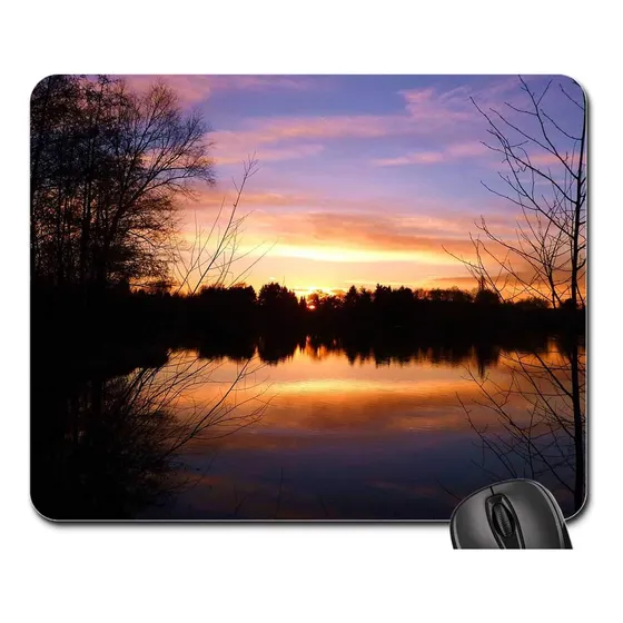 Puesta Sol Lago Reflejo Abendstimmung Naturaleza