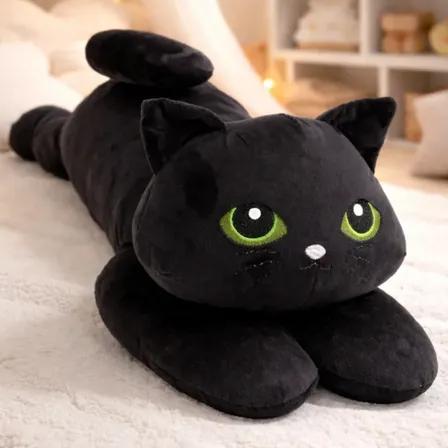 Gato Pelúcia Gigante Xuxão Travesseiro Grande Antialérgico Gato Preto
