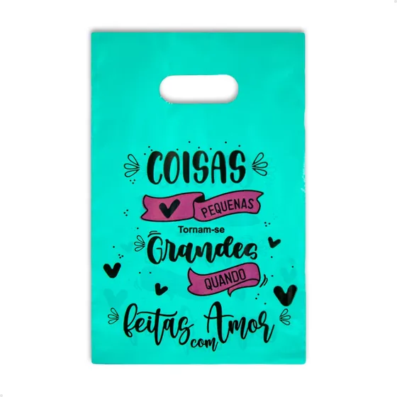 100 Sacolas Plásticas Sorriso, Personalizada 15x20 Presente
