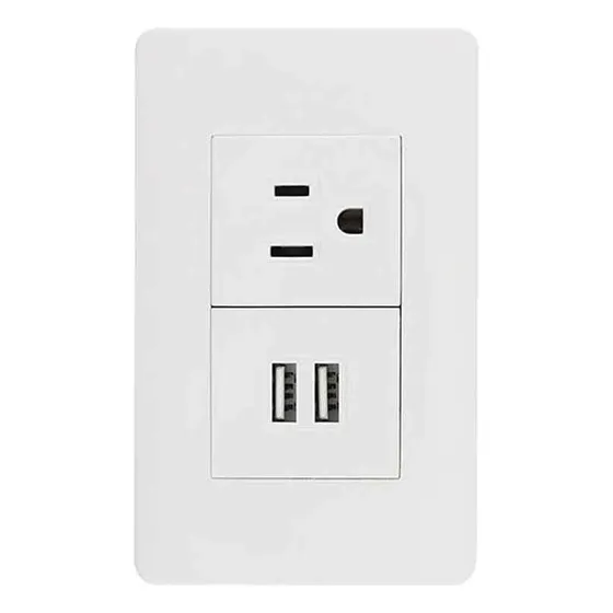 Placa Armada Blanca Con Contacto Aterrizado + 2 Entradas Usb