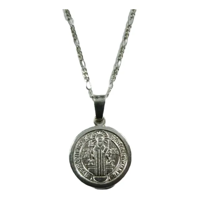 Collar  Medalla San Benito Santo Protector Plata 925