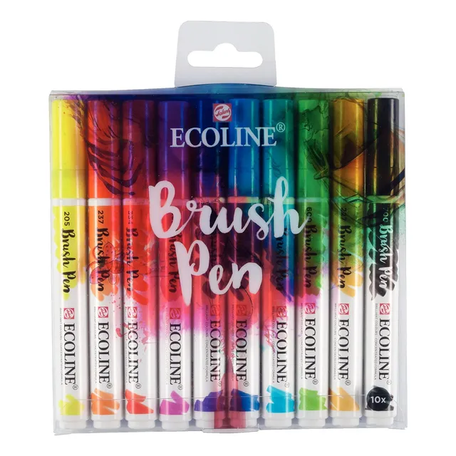 Marcadores Plumones Ecoline Brush Pen Acuarela C/10 Colores