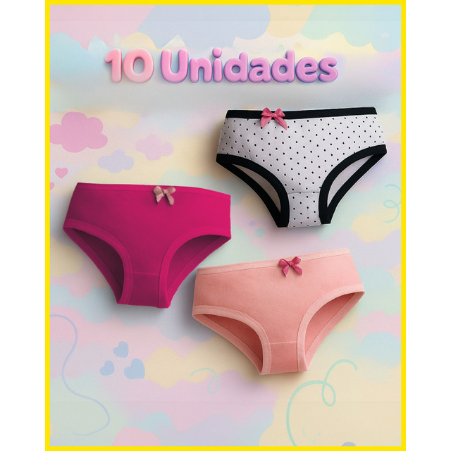 10 Calcinhas Infantis Antialérgicas Algodao Premium Conforto