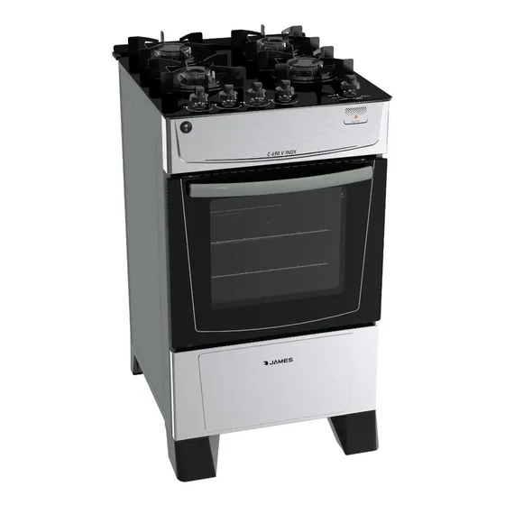 Cocina James C 690 V Inox Mesada De Vidrio Negro