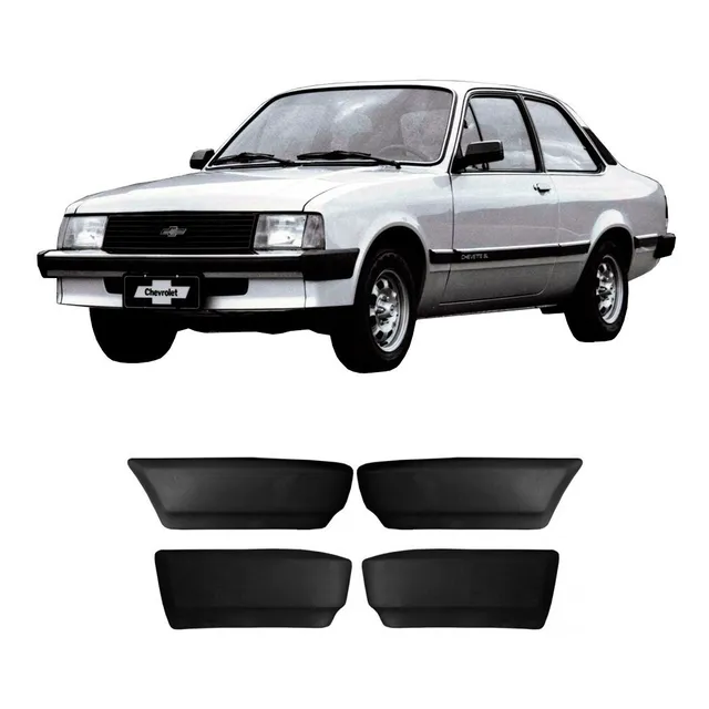 Kit Polaina Ponteira Parachoque Chevette 83 84 85 86 Preta