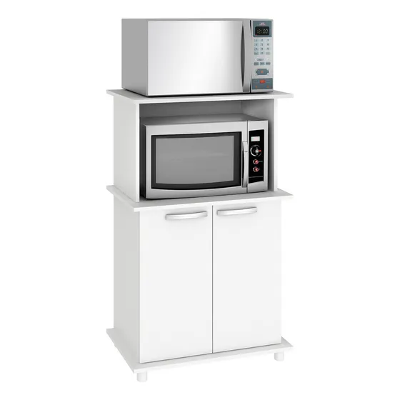 Mueble Auxiliar Cocina Navona Microondas 2 Puertas Vekka Color Blanco