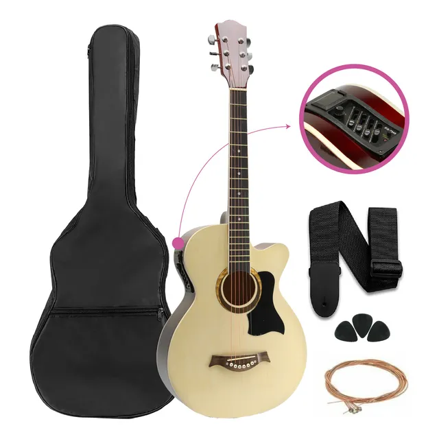 Guitarra Electroacústica Femmto 38in natural diapason Arce para diestros con Equalizador